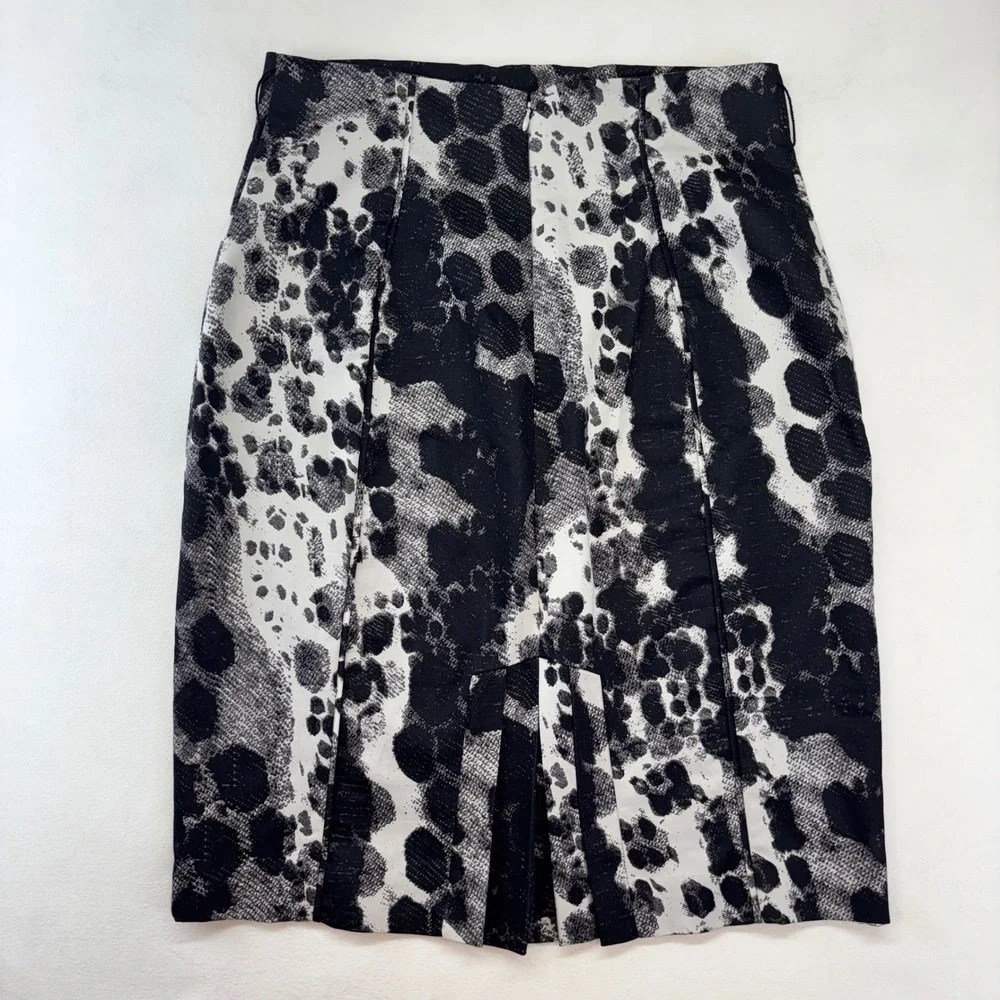 Worthington‎ Petite Women's Pencil Skirt 14P Black Gray Abstract Career Business